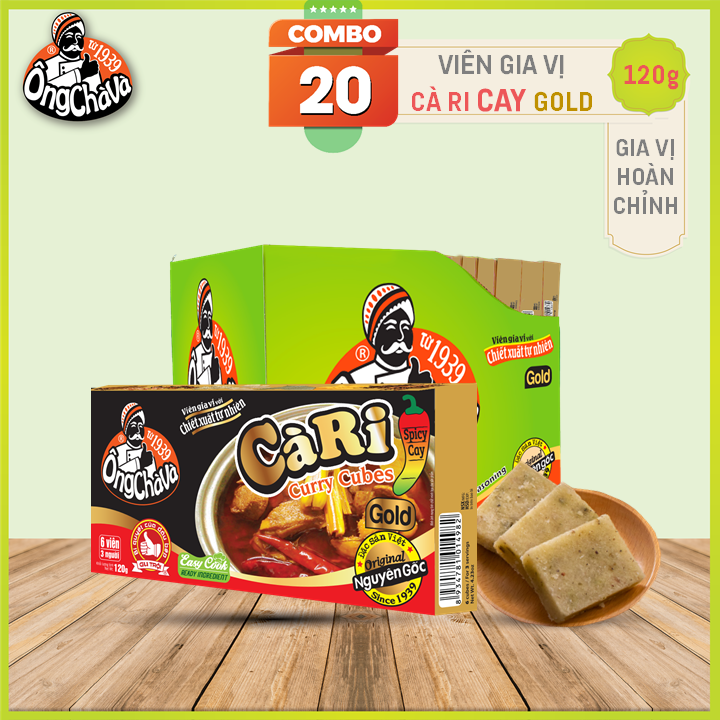 Lốc 20 Viên Gia Vị Cà Ri Gold Cay Ông Chà Và Gold 120gr