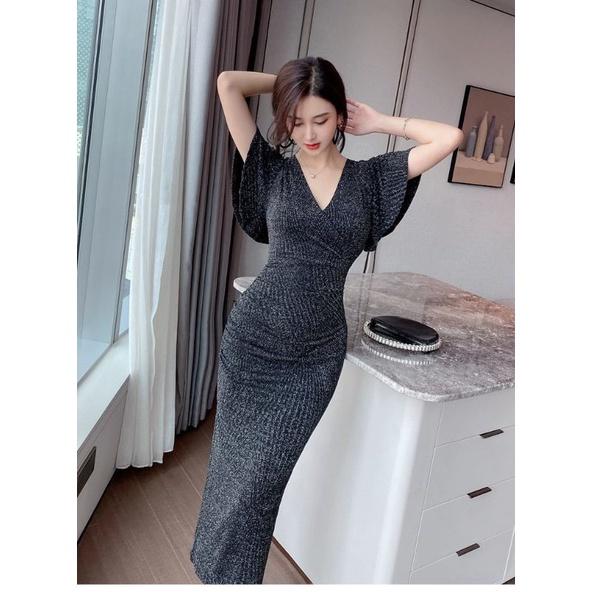 ĐẦM BODY  KIM TUYẾN TAY RƠI XẺ TÀ CAO CẤP