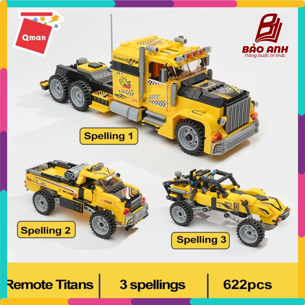 Bộ Đồ Chơi Xếp Hình Thông Minh Qman 42108 Xe Đầu Kéo 3 Trong 1 Chạy Dây Cót 622 Mảnh Ghép Cho Trẻ Từ 6 Tuổi