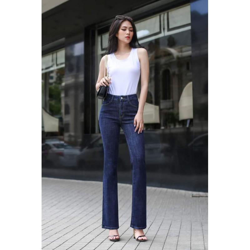 Quần Jeans Nữ Ống Loe Lưng Cao Siêu Co Giãn
