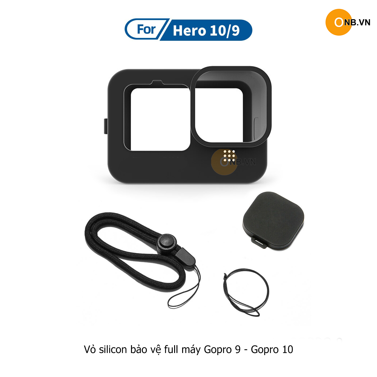 Gopro 11 10 9 bao Silicon full thân có nắp che lens và dây đeo