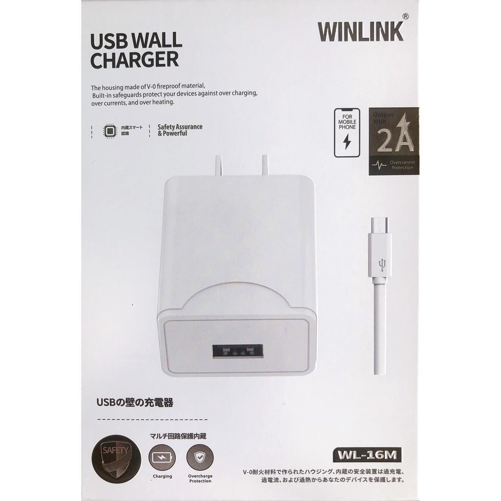 Bộ sạc usb 2A WINLINK WL-16 DÙNG CHO SAM SUNG,OPPO,REALMY..