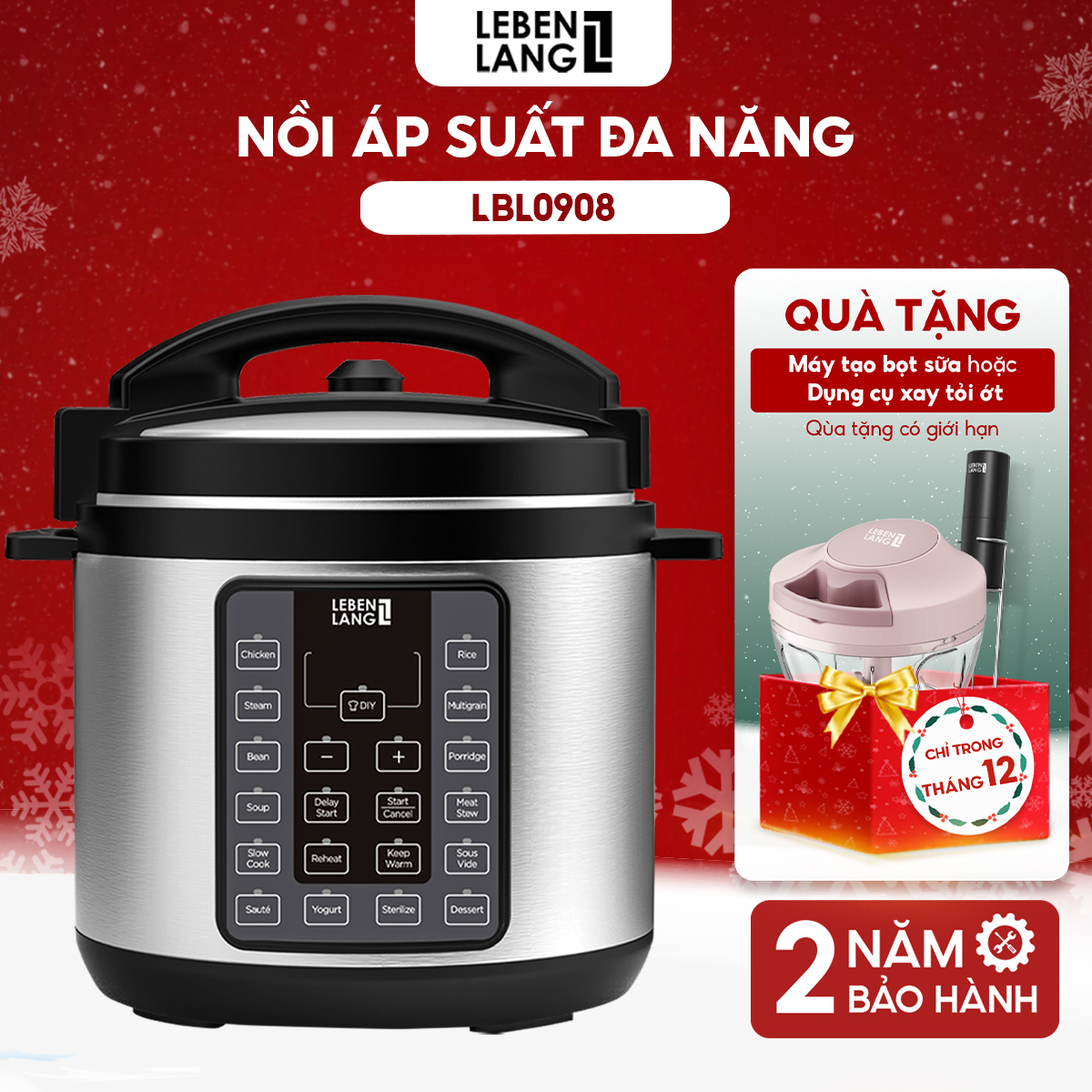 Nồi Áp Suất Điện Tử Đa Năng Lebenlang Lbee0908 - Ec Dung Tích 6L, Công Suất 1000W - Hàng Chính Hãng