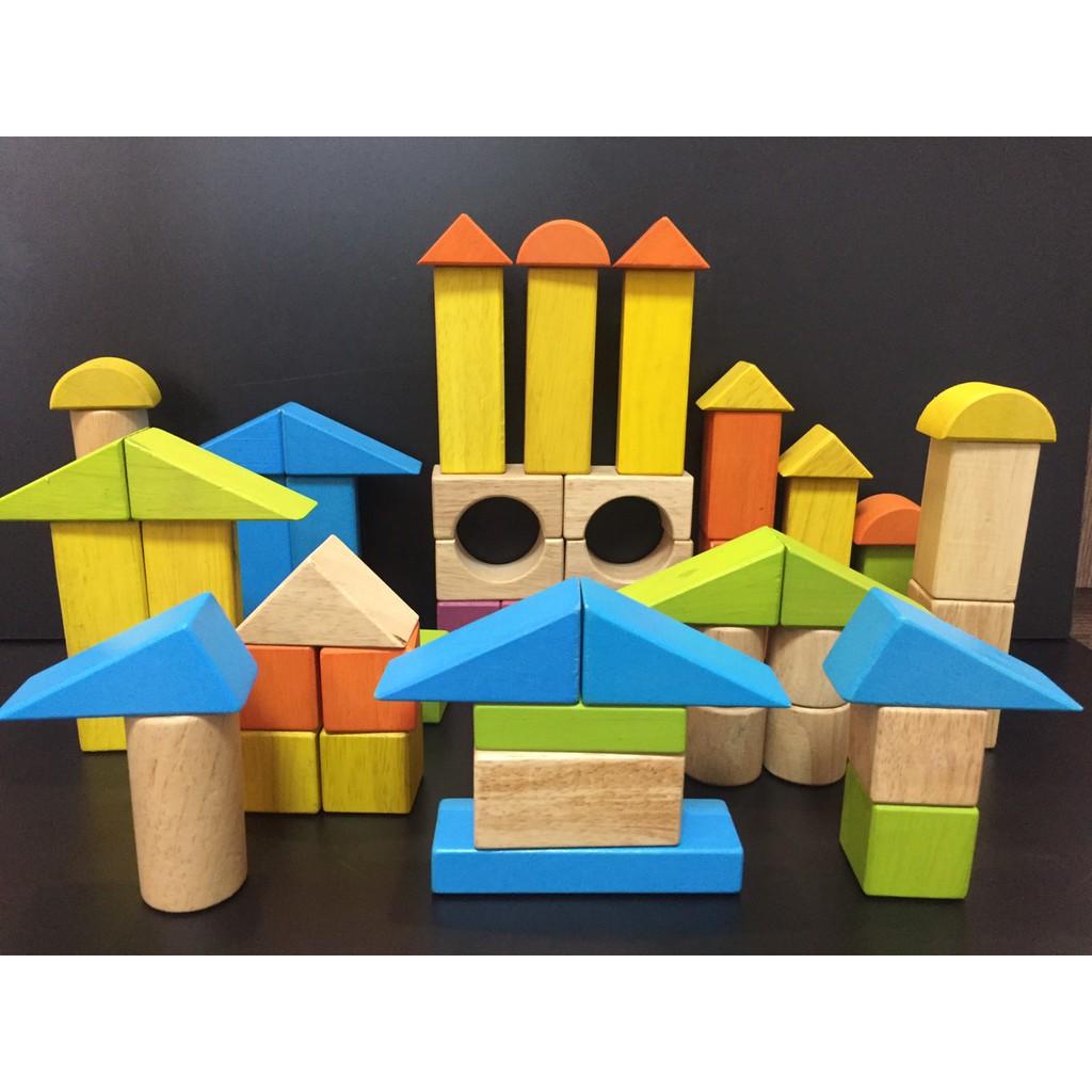 đồ chơi gỗ - Bộ xếp hình xây dựng 54 hình khối