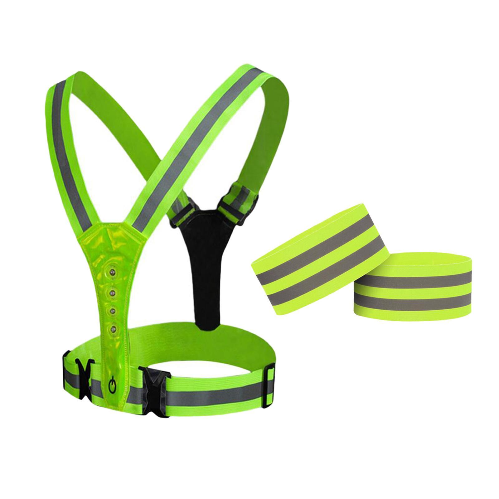 Reflective Vest Running Gear, Running Lights for Runners, USB Rechargeable Adjustable Safety Vest for Men Women, LED Light Up Vest