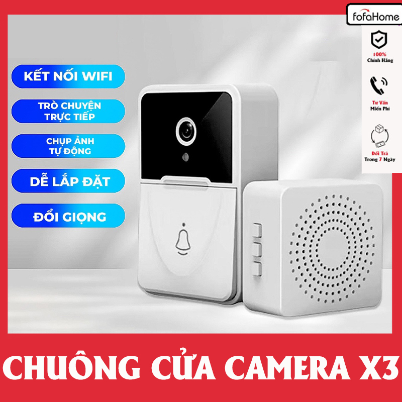 Chuông Cửa Có Camera Thông Minh X3 Kết Nối Không Dây, Chuông Cửa Thông Minh Bảo Vệ An Ninh Gia Đình