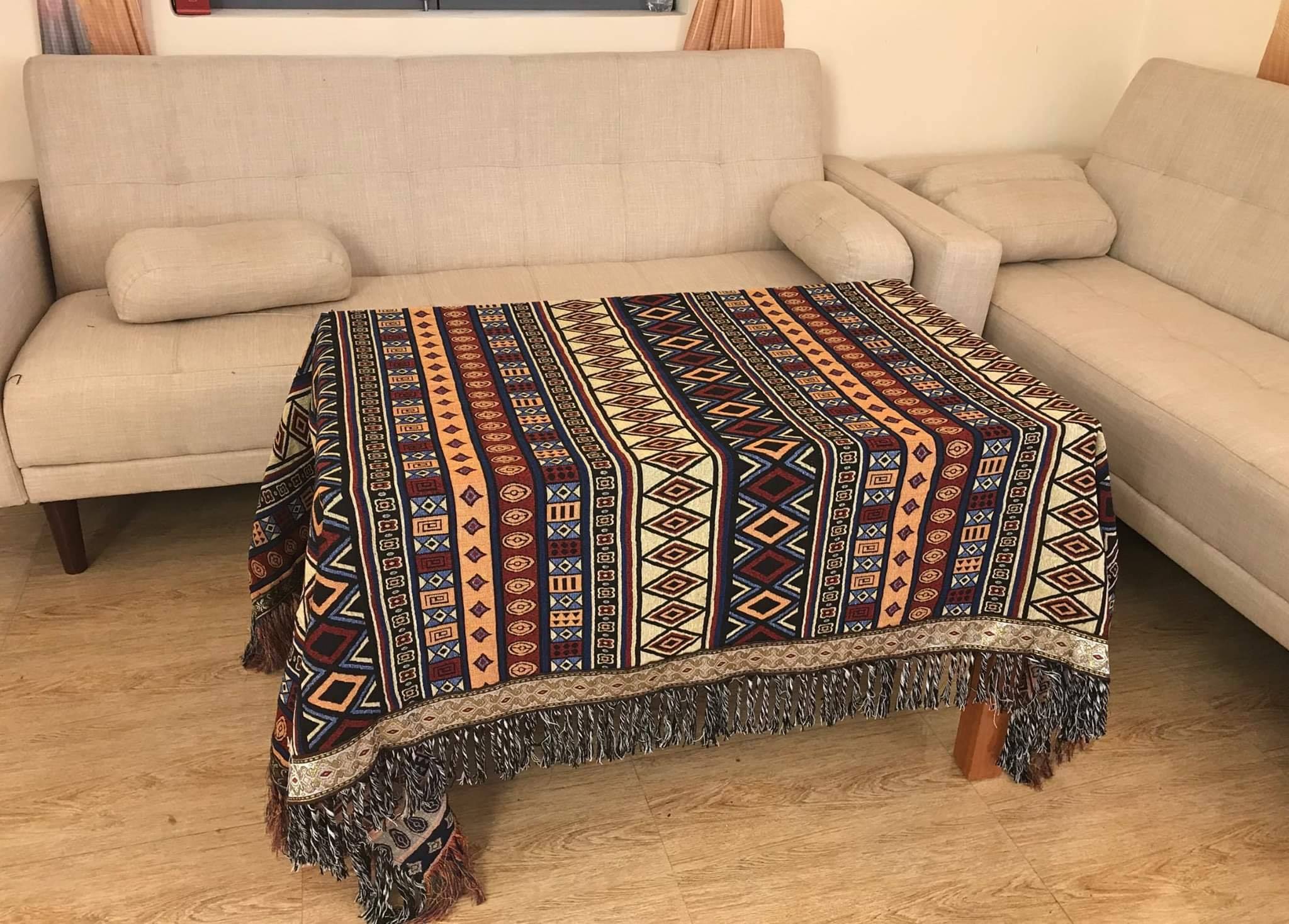 Thảm Thổ Cẩm Chăn Phủ Ghế Sofa, Khăn Trải Bàn, Thảm Trải Sàn CTC02- Trang Trí Phòng Khách, Phòng Ngủ