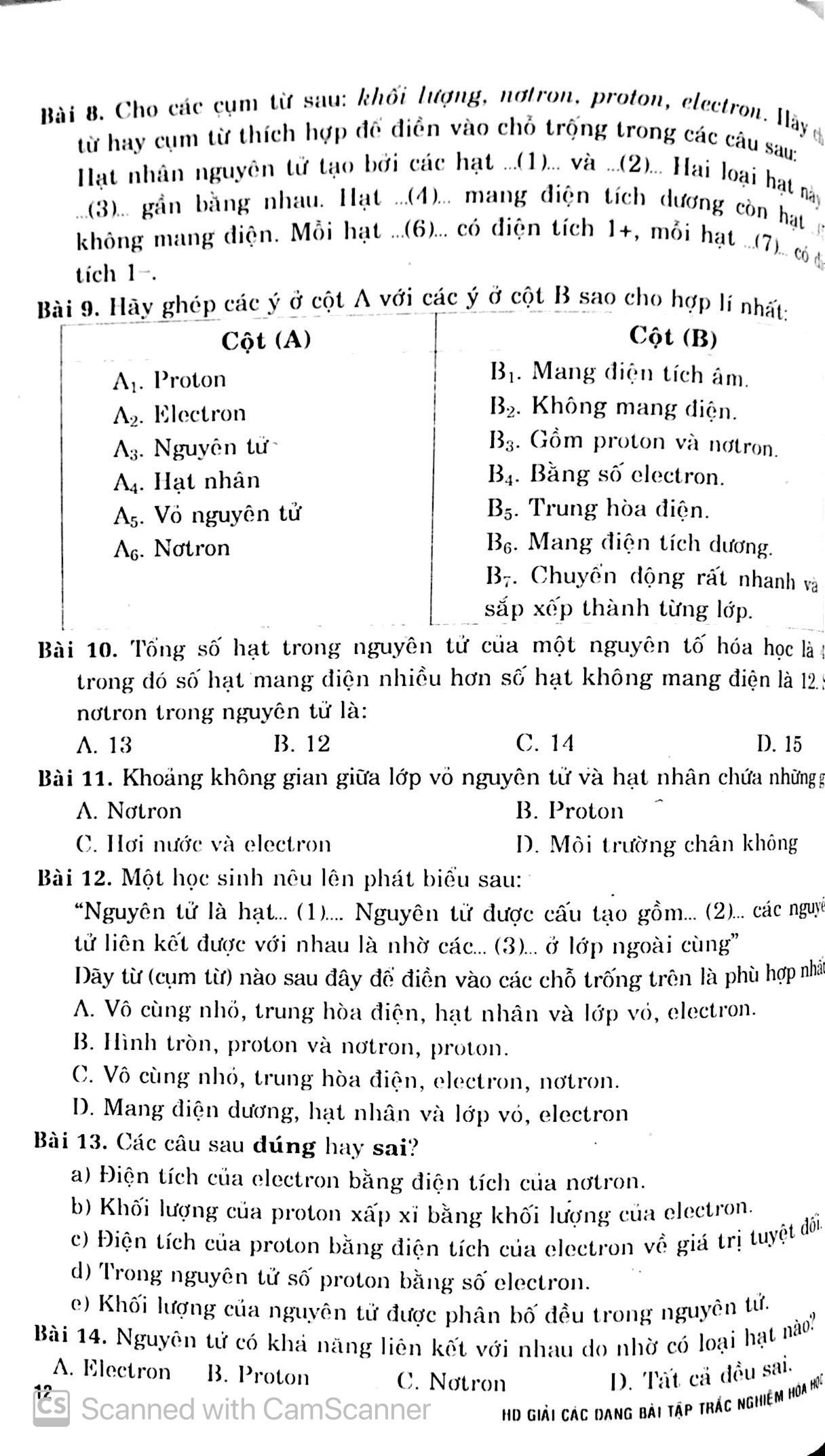 Hướng Dẫn Các Dạng Bài Tập Trắc Nghiệm Hoá Lớp 8