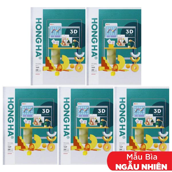 Combo 5 Tập Học Sinh 3D View - Kẻ Ngang 200 Trang 70gsm - Hồng Hà 1449 (Mẫu Bìa Giao Ngẫu Nhiên)