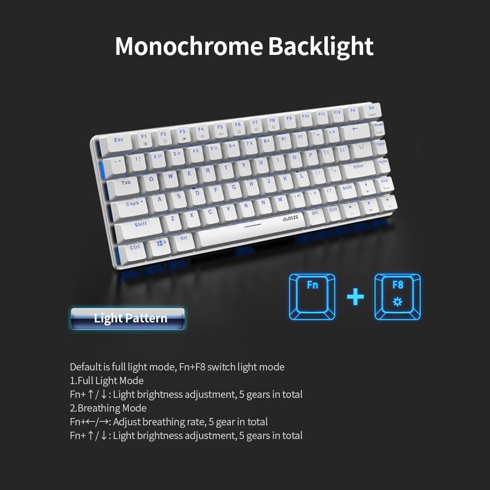 Bàn phím cơ Ajazz AK33 82 Phím BT & chế độ kép có dây USB Đèn nền đơn sắc phù hợp với văn phòng chơi game - Màu trắng