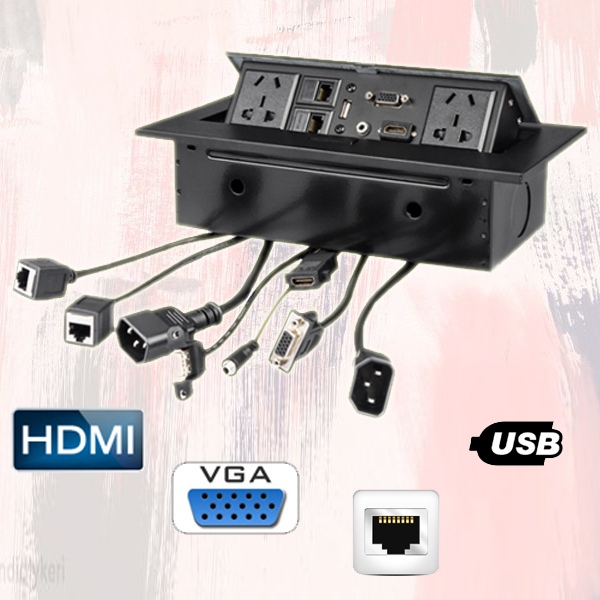 Hộp Ổ Cắm Điện Âm Bàn HDMI/VGA/LAN/USB TK-AS01DN