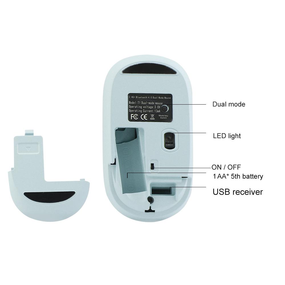Bluetooth Không Dây Máy Tính Quang Học Công Thái Mause 1600DPI PC Văn Phòng Nhà Chuột USB BT Hai Chế Độ Hồng Chuột Cho cô Gái Laptop