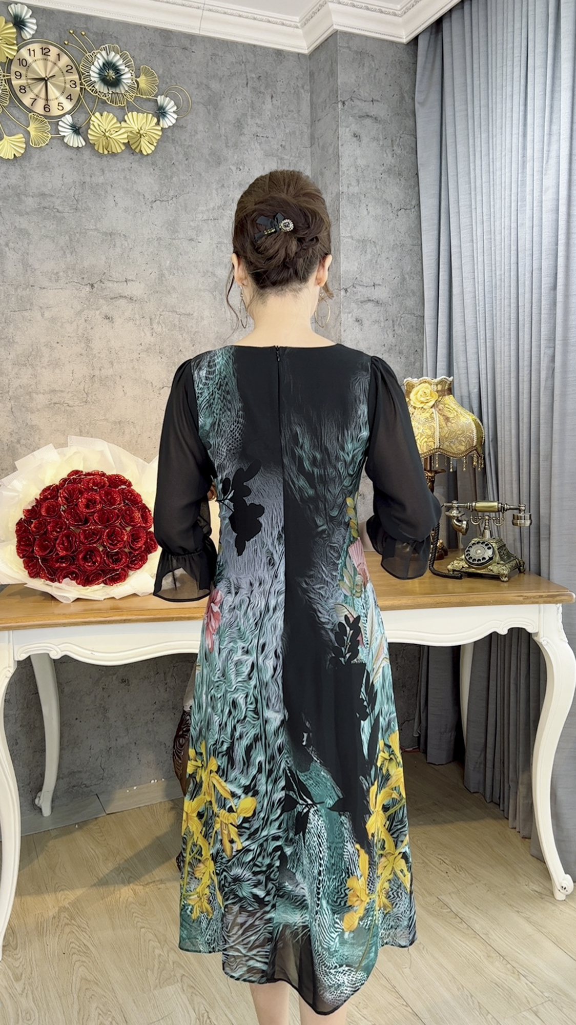 Đầm Suông Dáng Dài [ Linh Trà ] (TM 702) Cao Cấp Vải Voan Cực Đỉnh Sang Chảnh Quý Phái Dành Riêng Cho Mẹ Cho Bà
