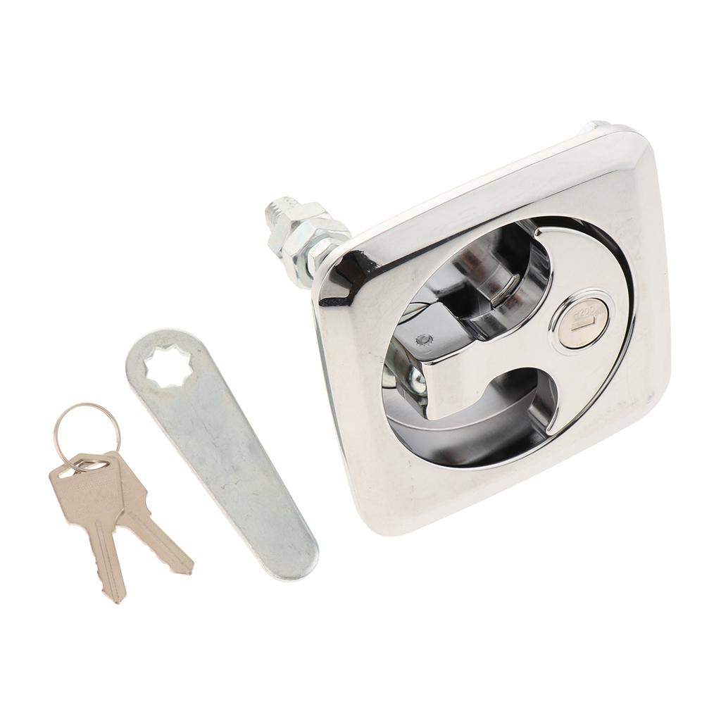 2X Stainless S Flush Pull Hatch Latch Locking for Marine Boat Trailer W Key
