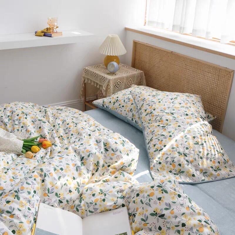 Set Cotton Living 100%cotton Hàng Nhập Khẩu Cao Cấp 4 Món Lá Dâu Nhí