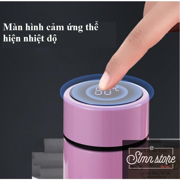 Bình giữ nhiệt inox hiển thị nhiệt độ cao cấp 480ml, nắp Cảm Ứng LED Hiển Thị Nhiệt Độ.