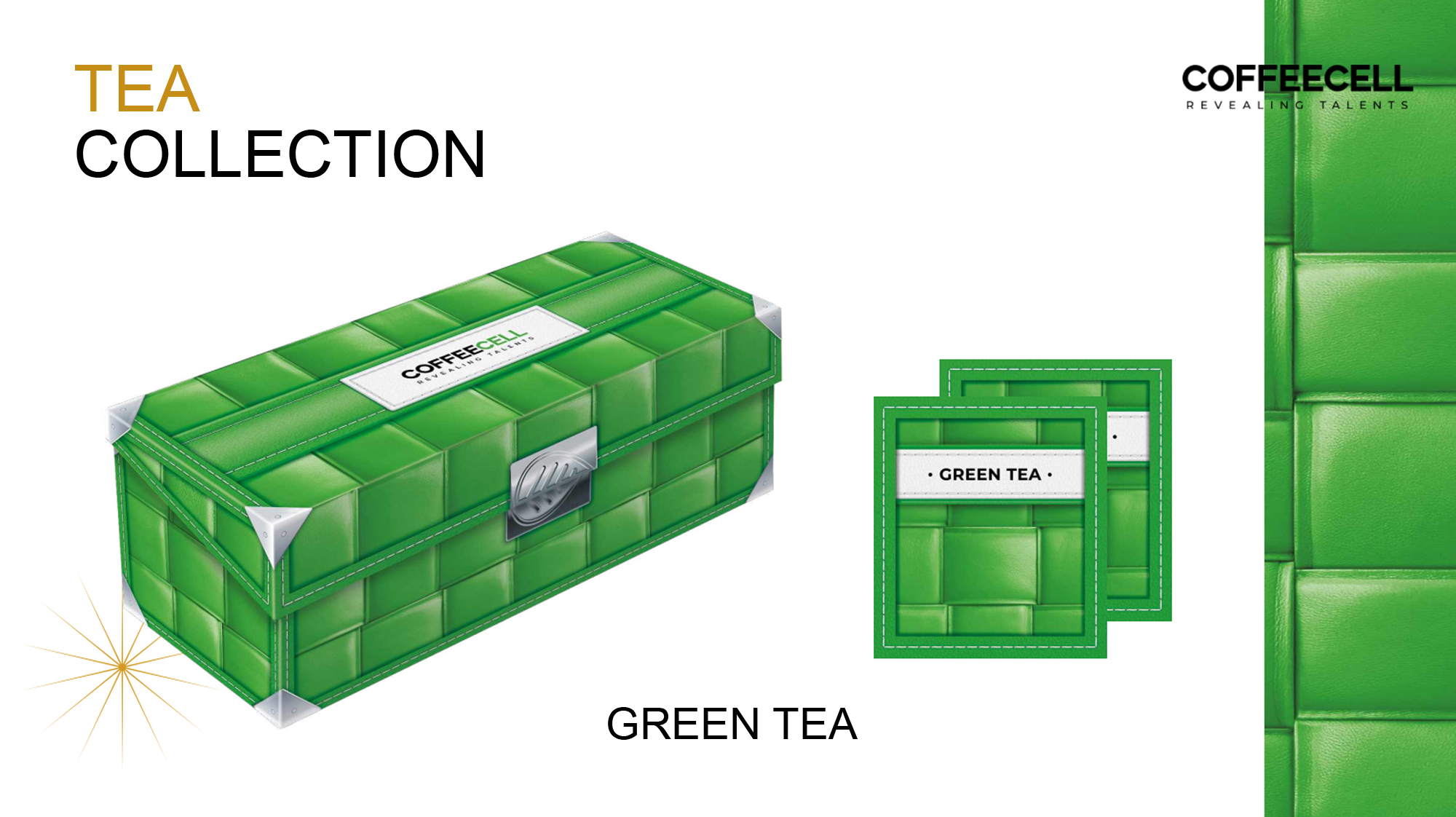 Combo 5 Gói Trà Xanh Với Nhân Sâm Trắng Thượng Hạng COFFEECELL - Trà nguyên lá ngọt thanh, Chống oxy hóa, Tăng cường tập trung - Hàng Chính Hãng