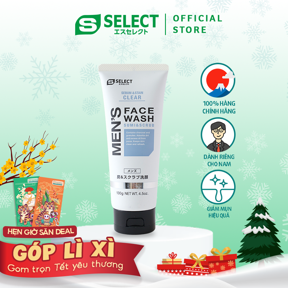 Sữa Rửa Mặt Hạt Chứa Than Hoạt Tính Dành Cho Nam S Select Nhật Bản
