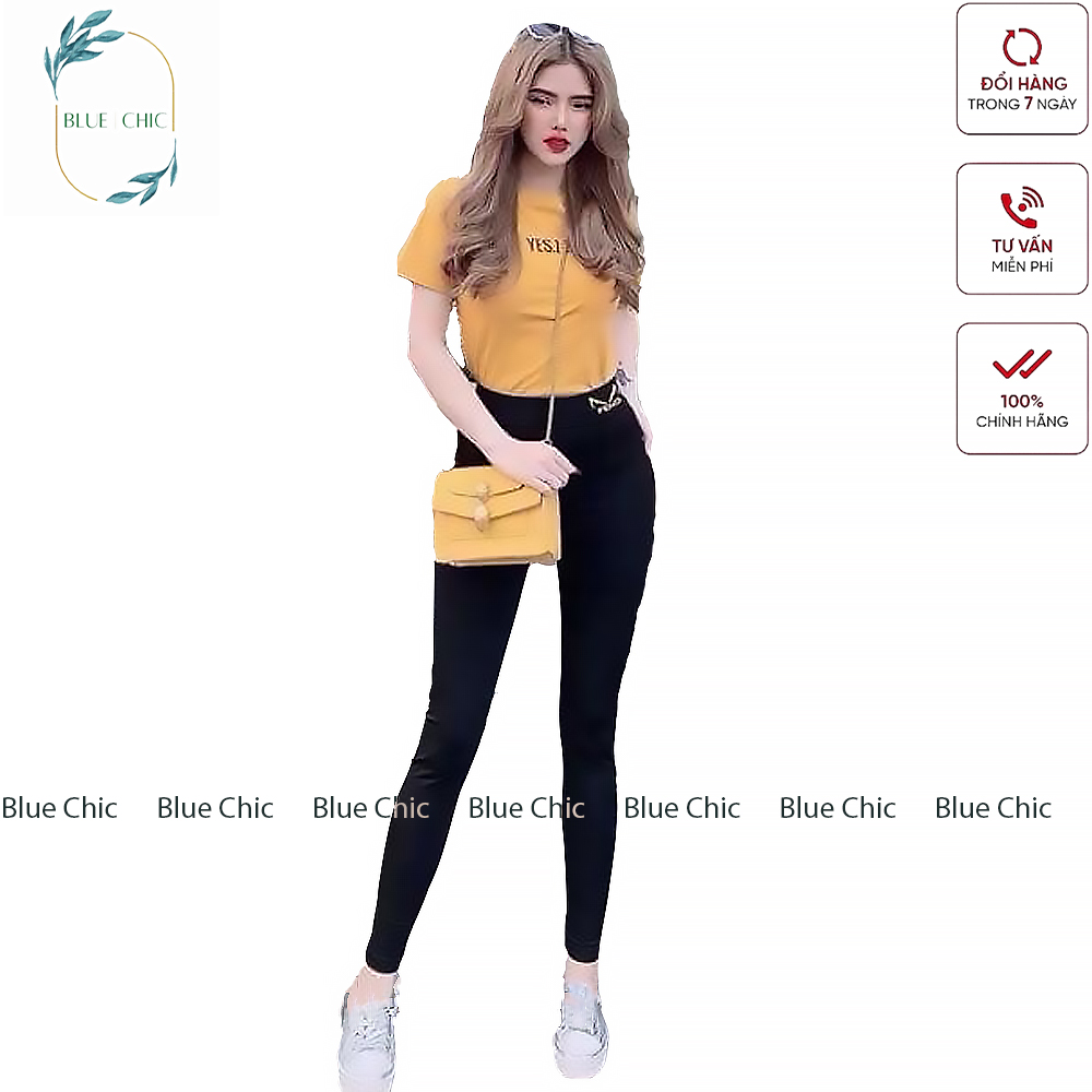 Quần legging nữ Blue Chic cạp cao gen bụng, vải Umi co giãn, mặc tôn dáng