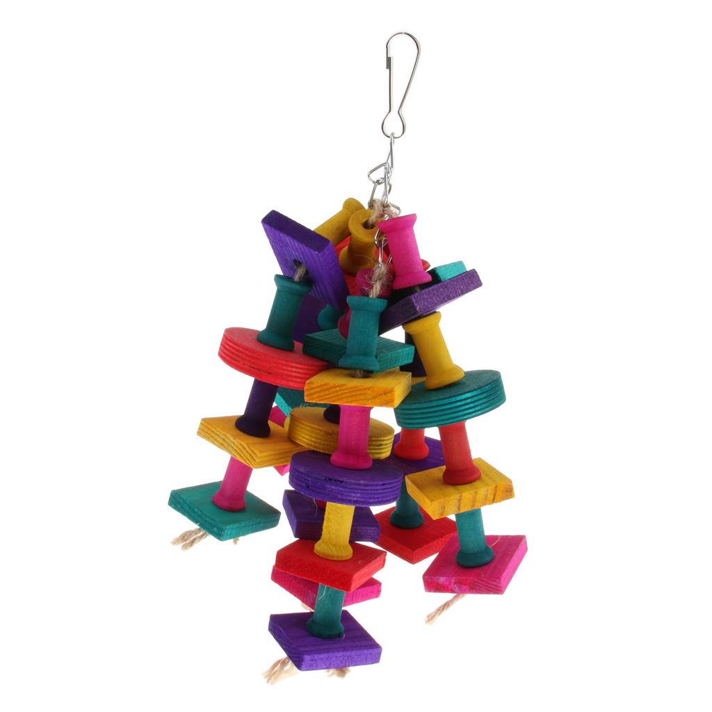 Pet Cage Hanging Toy Natural Wooden Chew Toy for Bird Parrot Hamster Rabbit
