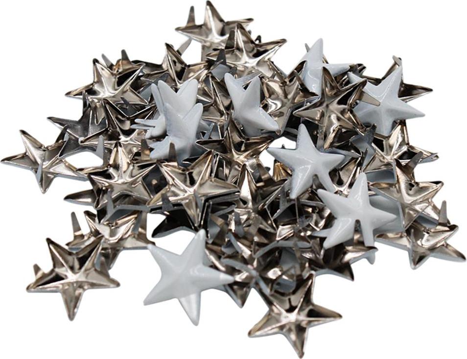 Bộ 50 Ngôi Sao Bạc Đính Đinh Tán Punk Leathercraft DIY Punk Móng Vuốt Đinh Tán 15 Mm