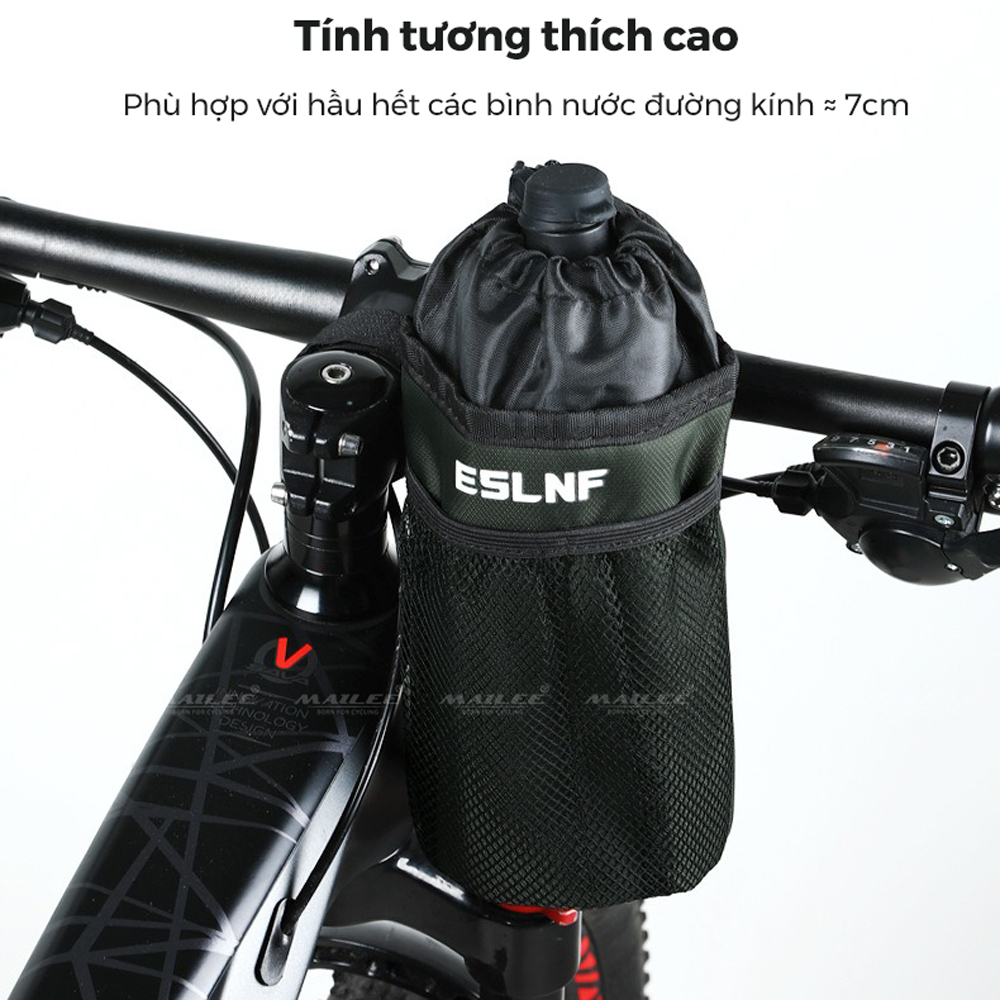 Túi Đựng Bình Nước Xe Đạp ESL-0073 Giữ Nhiệt Treo Tay Lái Địa Hình Đường Trường Đa Năng (Màu xanh quân đội) kích thước 24x9cm - Mai Lee