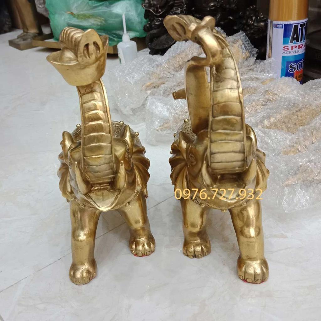 Đôi voi phong thủy bằng đồng, tượng voi đồng cỡ to