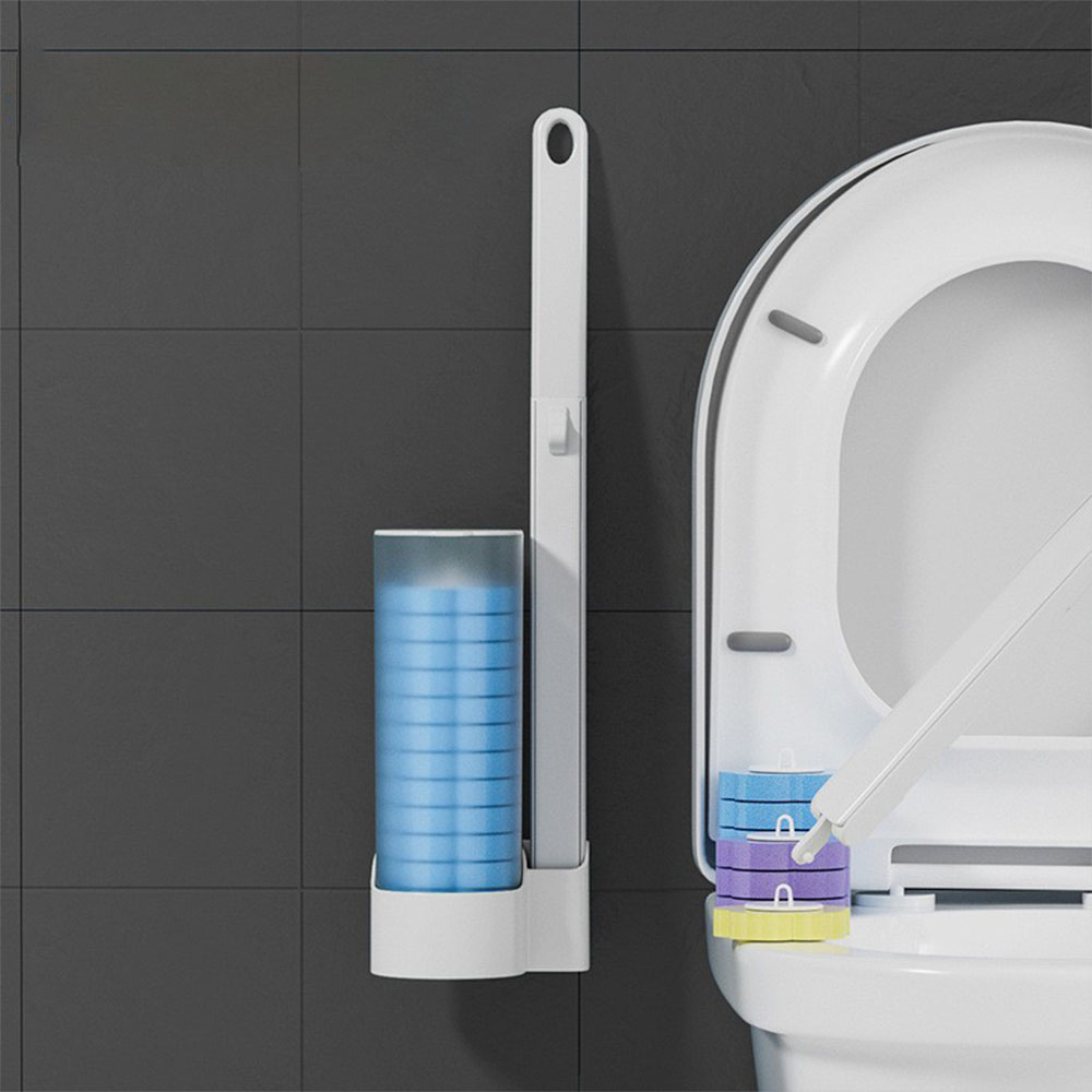 Bộ Cọ Vệ Sinh Dùng Một Lần Gắn Tường, Cọ Toilet Xoay 360 Độ Thế Hệ Mới Có Đầu Thay Thế - Giao Màu Ngẫu Nhiên