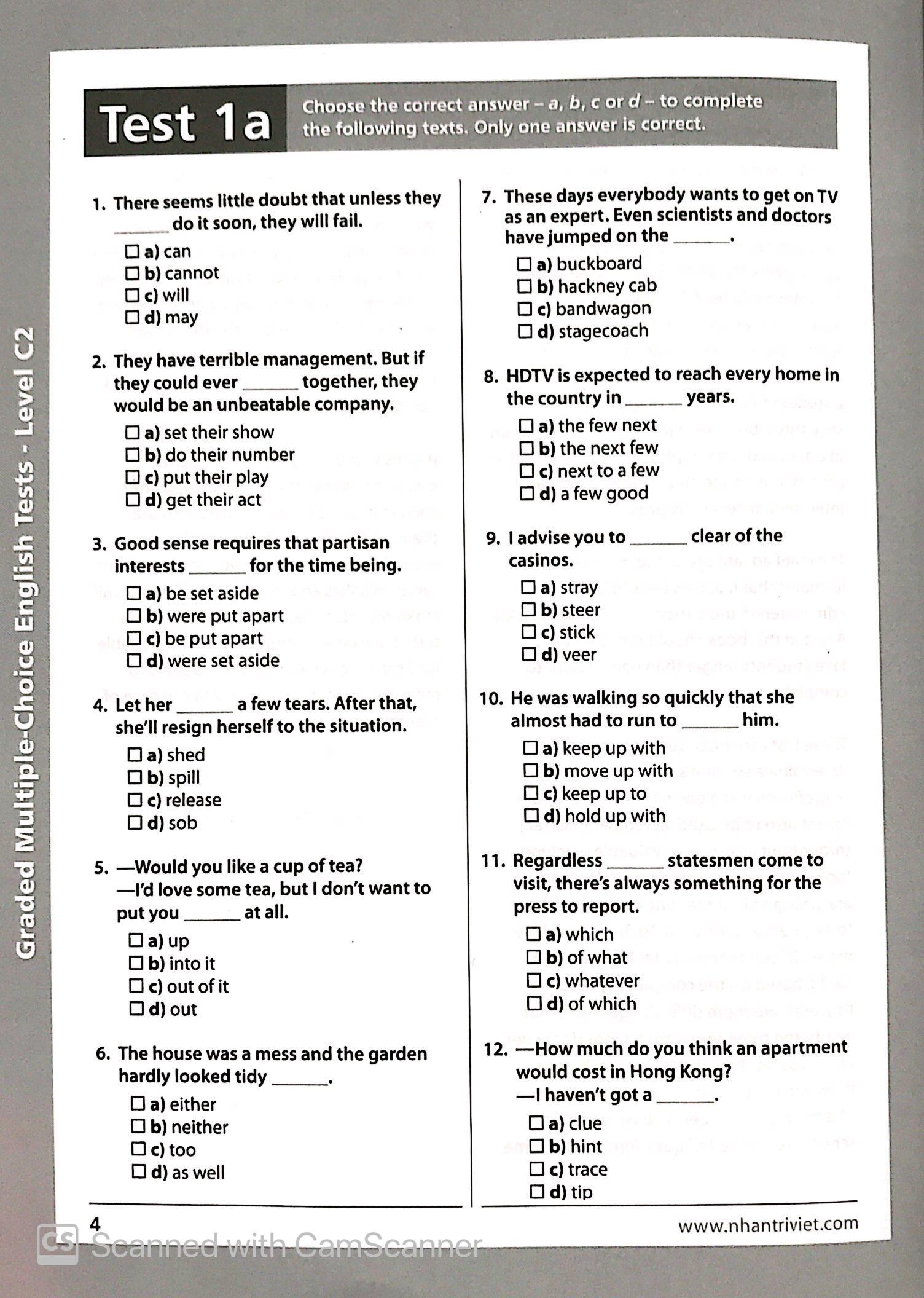 Graded Multiple - Choice English Test Level C2 (Không CD)