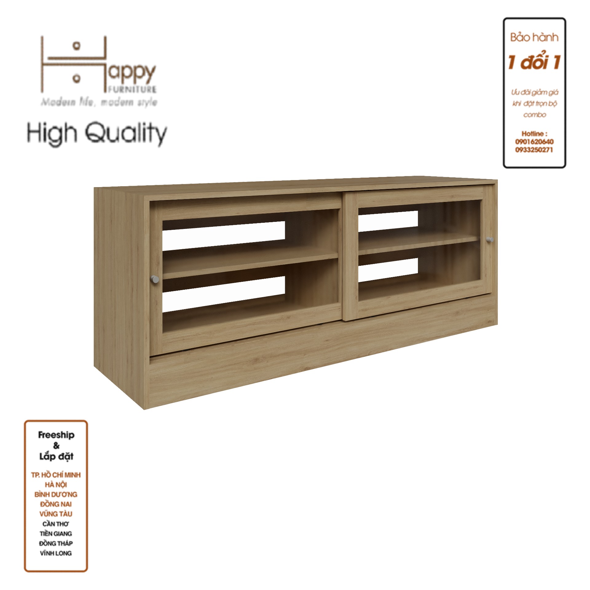 SCANDINA, Tủ đựng đồ cửa kính - 2 cánh lùa, 160cm x 45cm x 62cm , TCL_028