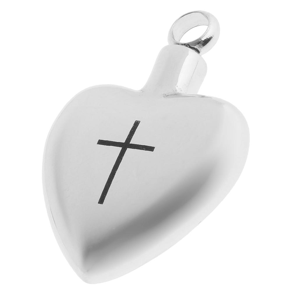 Cross Heart Pendant Cremation Jewelry For keepsake Memorial Urn Necklace
