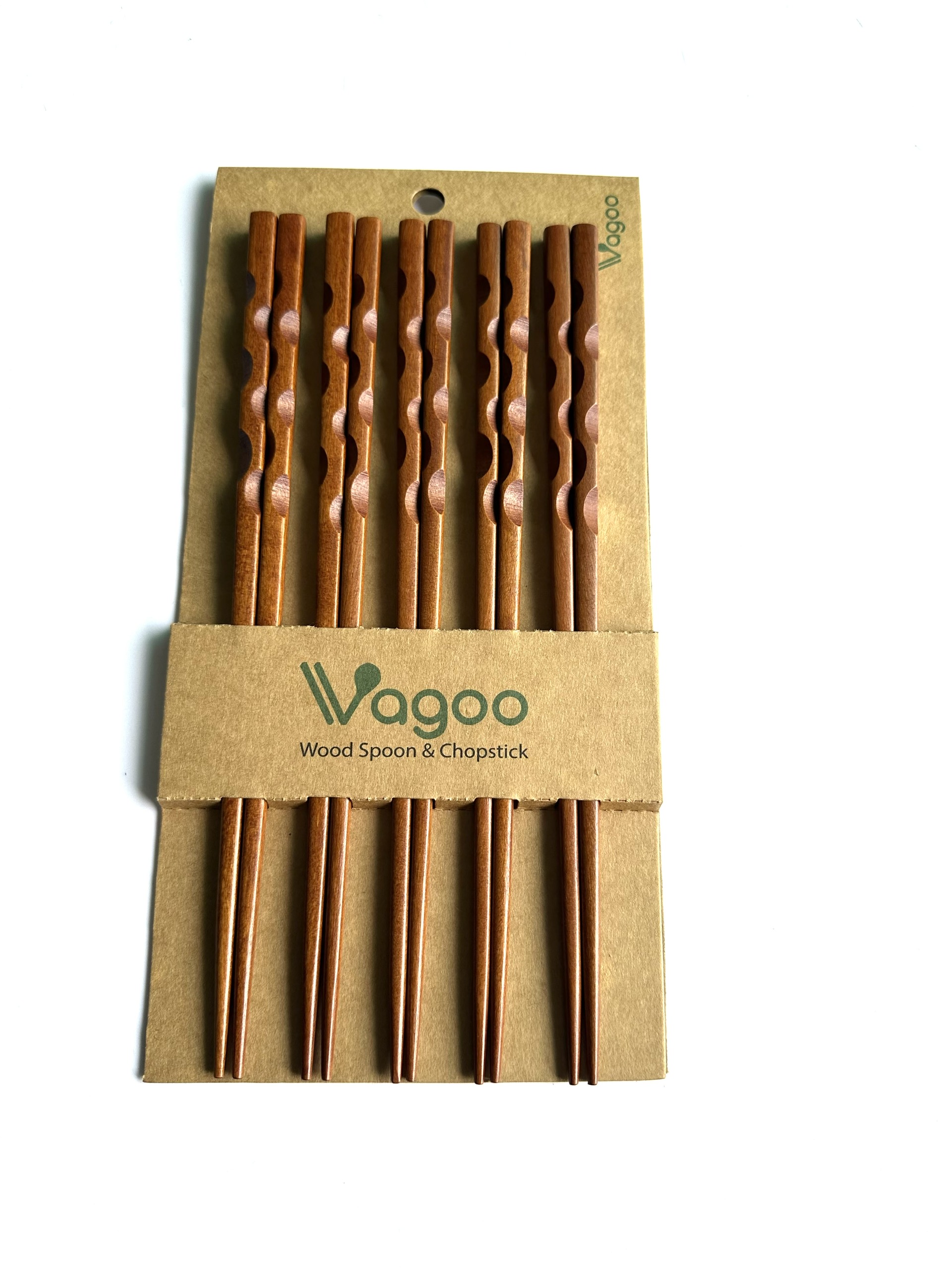 Bộ 5 Đôi Đũa Xoắn Gỗ Nhãn Tự Nhiên - VAGOO - Làm Thủ Công Sang Trọng, Tinh Tế, Chống Thấm, Chống Mốc Đạt Chuẩn An Toàn