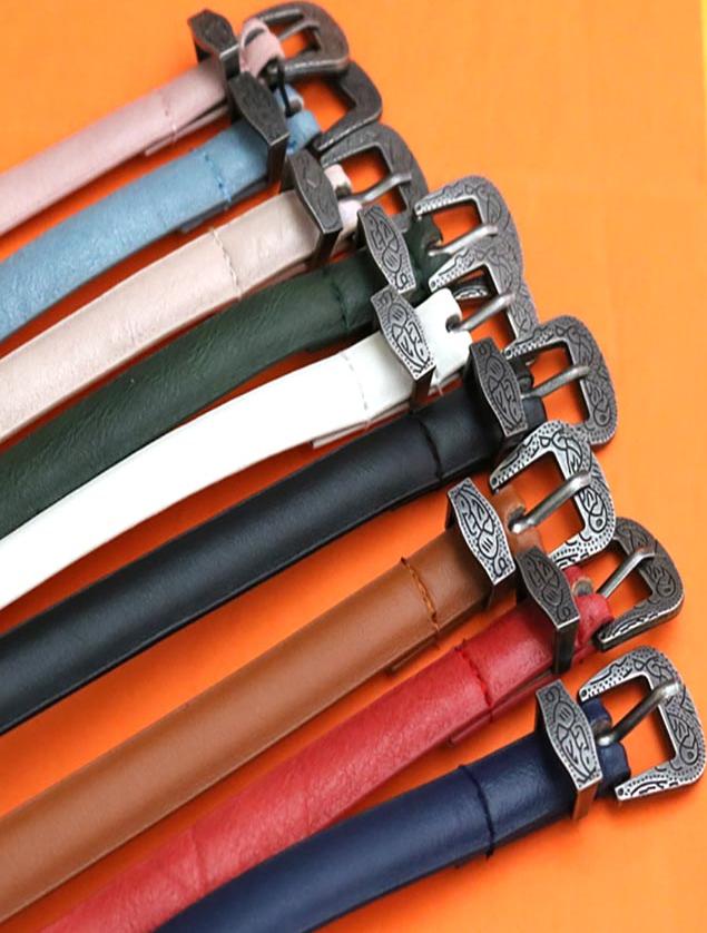 Thắt lưng nữ bản nhỏ khắc đầu khoá cá tính