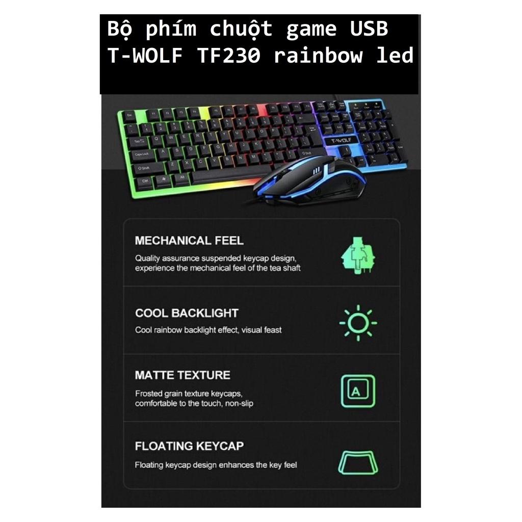 Bộ phím chuột game usb T-WOLF TF230 LED