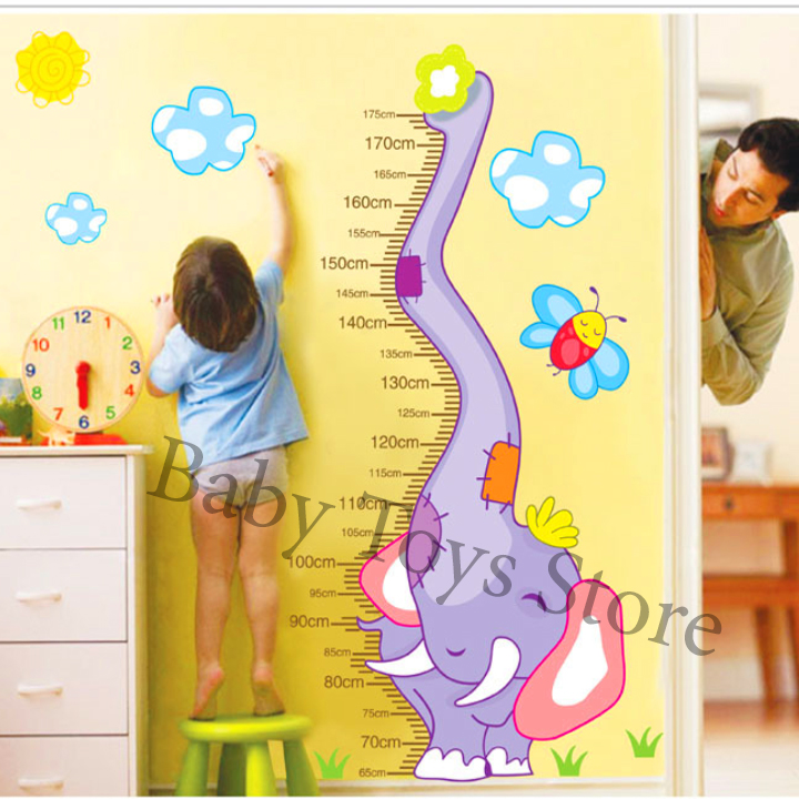 Decal dán tường thước đo chiều cao cho bé hình chú voi dễ thương - Trang trí decor phòng cho bé - Quà Tặng sinh nhật cho trẻ