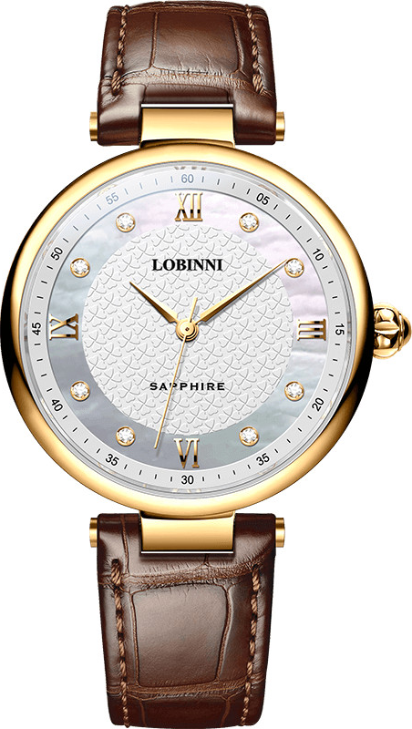 Đồng hồ nữ Lobinni L2004-2 chính hãng Thụy Sỹ ,Kính sapphire ,chống xước ,Chống nước 30m,mặt trắng vỏ vàng dây da xịn,Máy điện tử (Quartz) ,Bảo hành 24 Tháng,thiết kế đơn giản ,trẻ trung và sang trọng