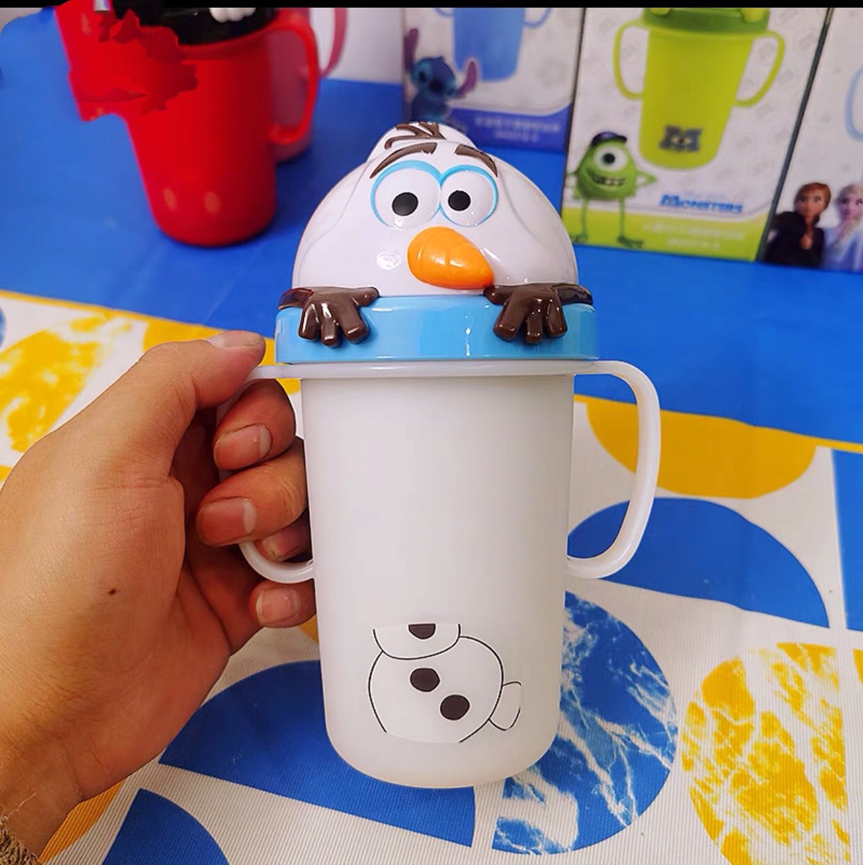 Bình tập uống có 2 tay cầm đầu 3D hình Olaf siêu cute cho các bé - PDA20216-X