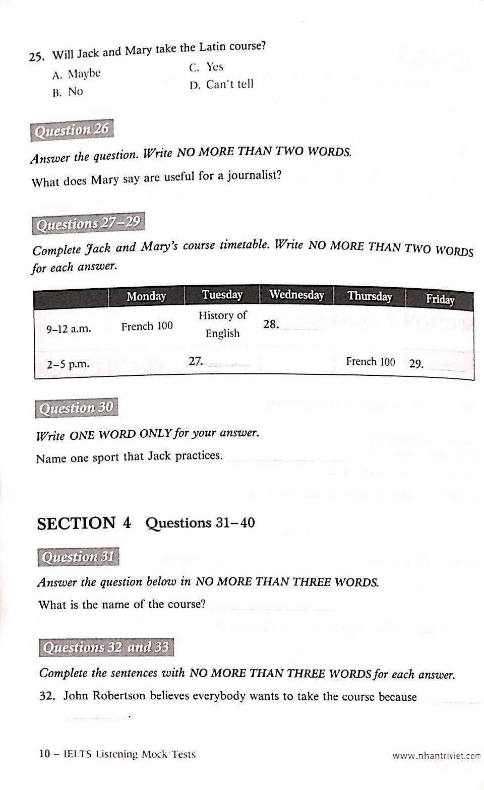IELTS Listening Mock Test (Kèm CD)
