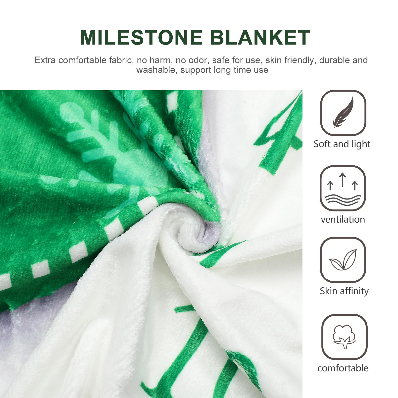 Bé Gái Bé Trai Cột Mốc Chăn Biểu Đồ Phát Triển Bộ Chăn Ga Gối Chụp Ảnh Chống Đỡ