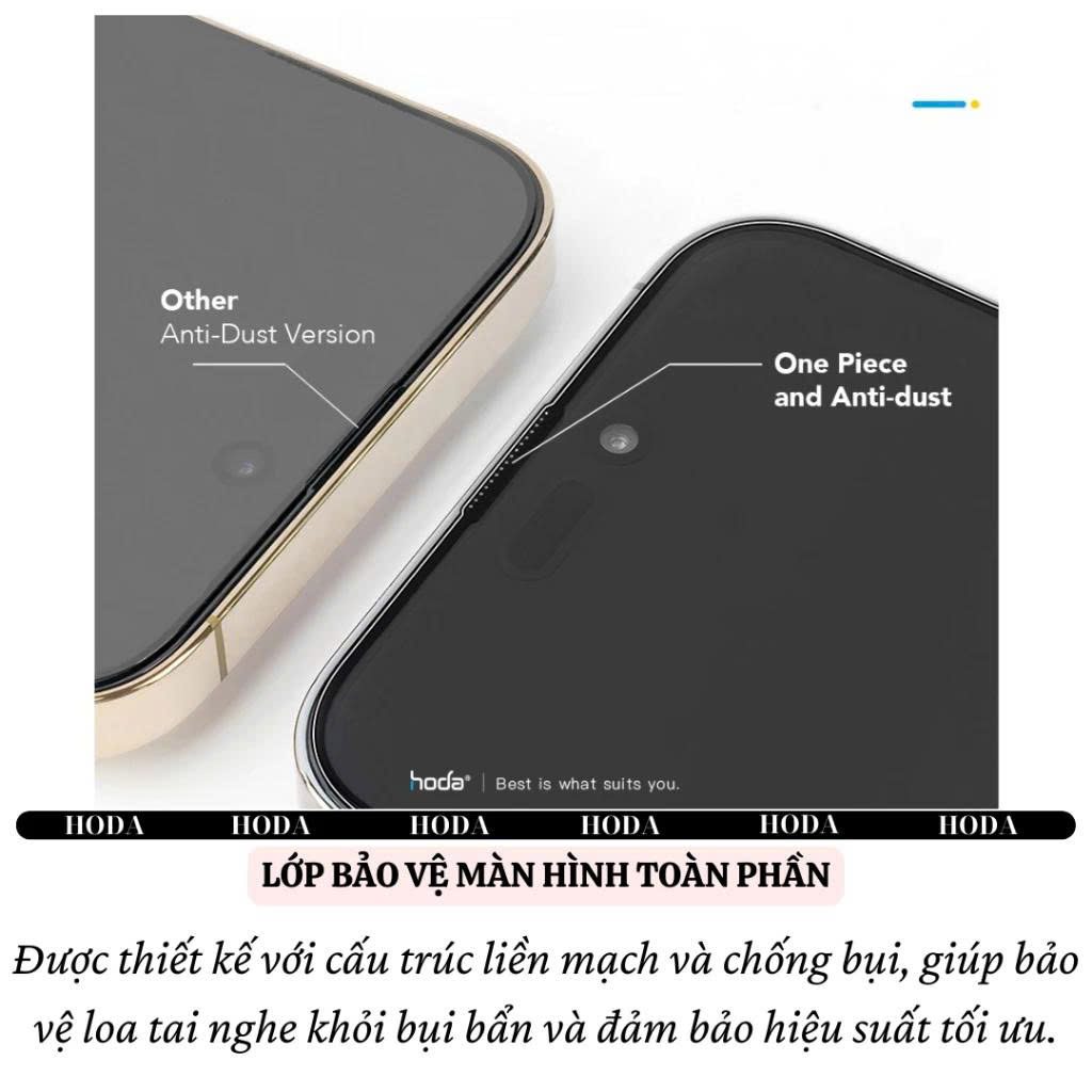 Kính Cường Lực HODA 0.33mm Cho iPhone 16 / 15 / 14 / 13 / 12 Series (Pro / Pro Max / Plus / 16E) – Độ Trong 4K, Full Màn - Hàng nhập khẩu