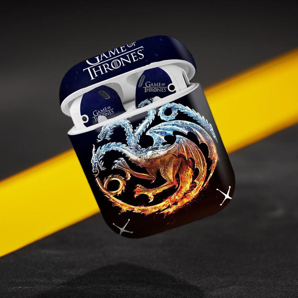 Miếng dán skin cho AirPods in hình Game Of Throne - 001 (AirPods ,1 2, Pro, TWS, i12