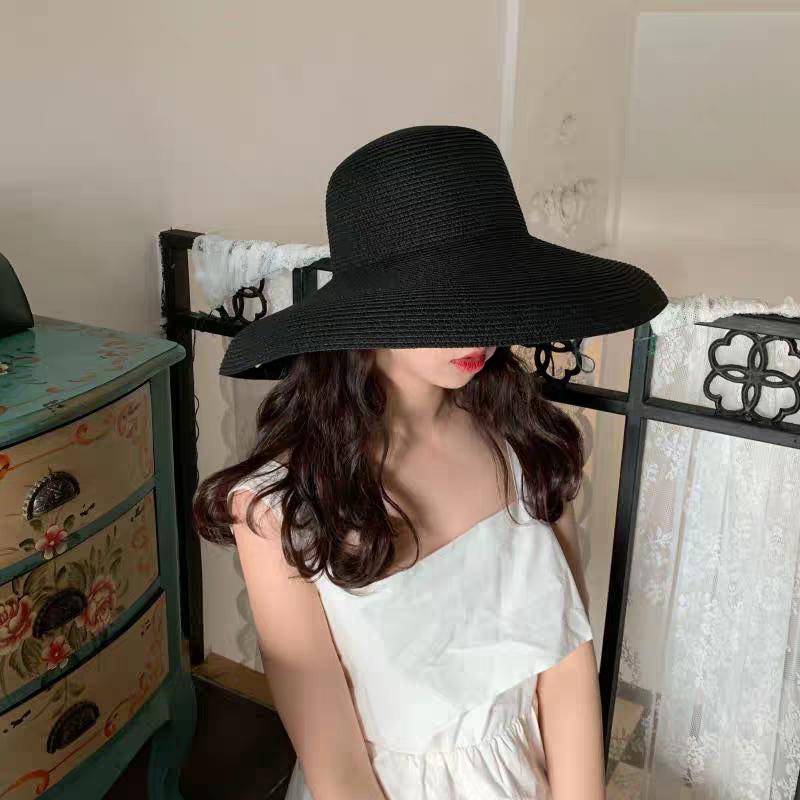 Năm 2019 Nữ Mùa Hè Nữ Nón Hepburn Phong Cách Vintage Thiết Kế Rộng Bên Mũ Rơm Màu Bãi Biển Ngày Lễ Đi Biển Xinh Xắn lớn Hat