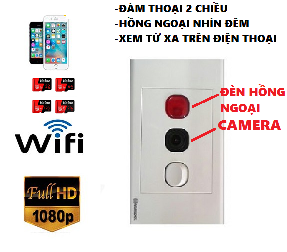 Ổ Cắm Điện Cao Cấp Đa Năng Thông Minh - IP WIFI không dây kết nối với điện thoại từ xa , chất lượng FullHD 1080P sắc nét