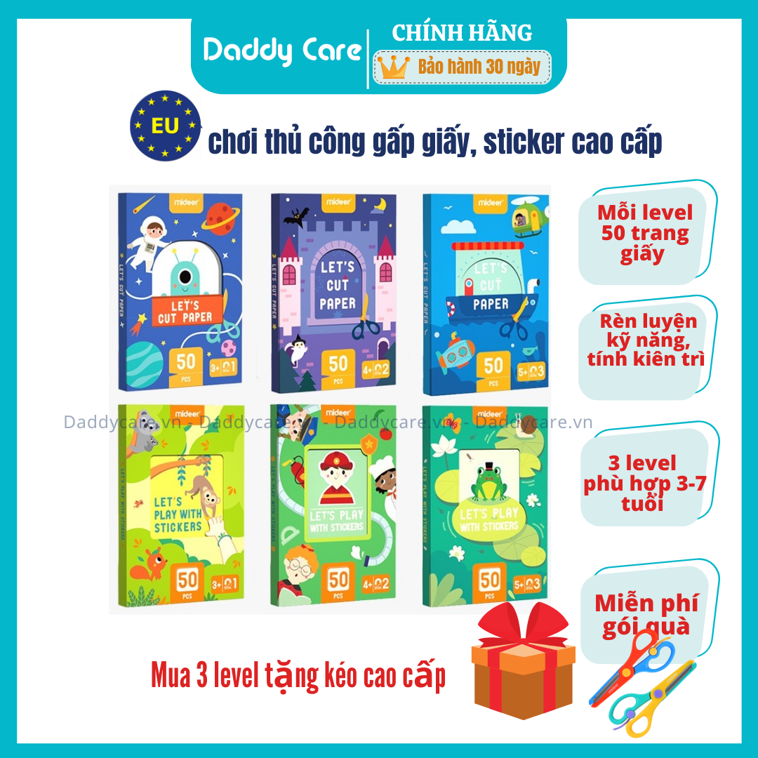 *TẶNG KÈM KÉO* Đồ Chơi Trí Tuệ Sticker cho bé Let’s Play With Stikers, Đồ Chơi Giáo Dục Sáng Tạo