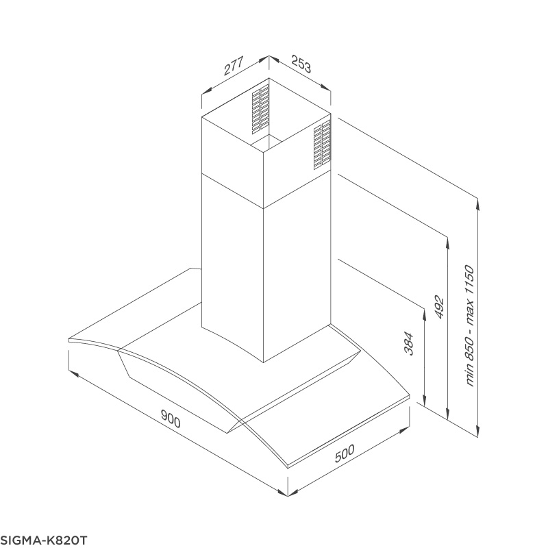 Máy hút khử mùi áp tường SIGMA-K820T - Tặng Chảo không dính SA-02 + Bộ lót nồi (4 cái) MST-6667 - Hàng chính hãng