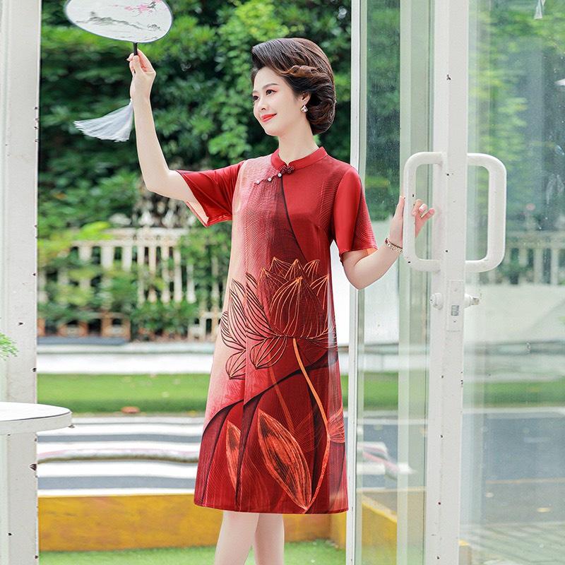 ️Có Sẵn Đủ Size️ Đầm Trung Niên Cho Mẹ Đi Tiệc, Mẫu Váy Suông Trung Niên In Hoa Cho Mẹ Sang Trọng