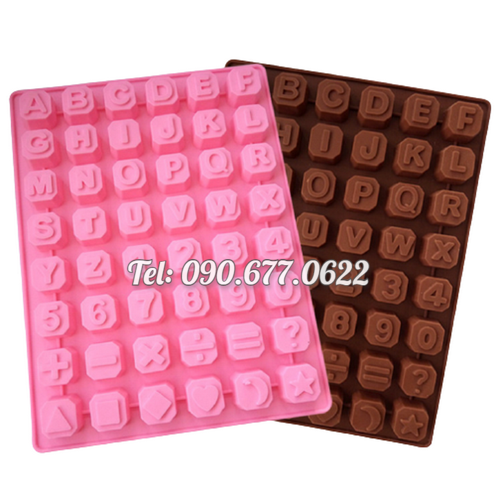 Khuôn silicone làm bánh, rau câu, socola 24 chữ cái, 10 số, ký tự - Mã số 1136