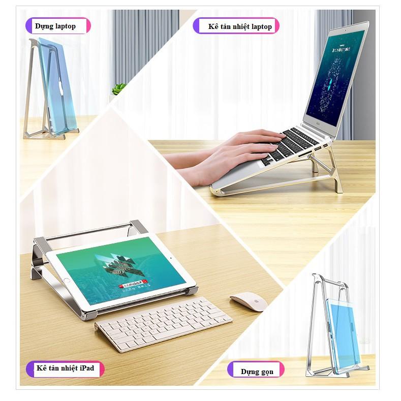 Giá Đỡ Laptop dành cho Macbook Máy Tính Bảng iPad Galaxy Tab Nhôm 2 in 1 kê tản nhiệt kiêm đế dựng