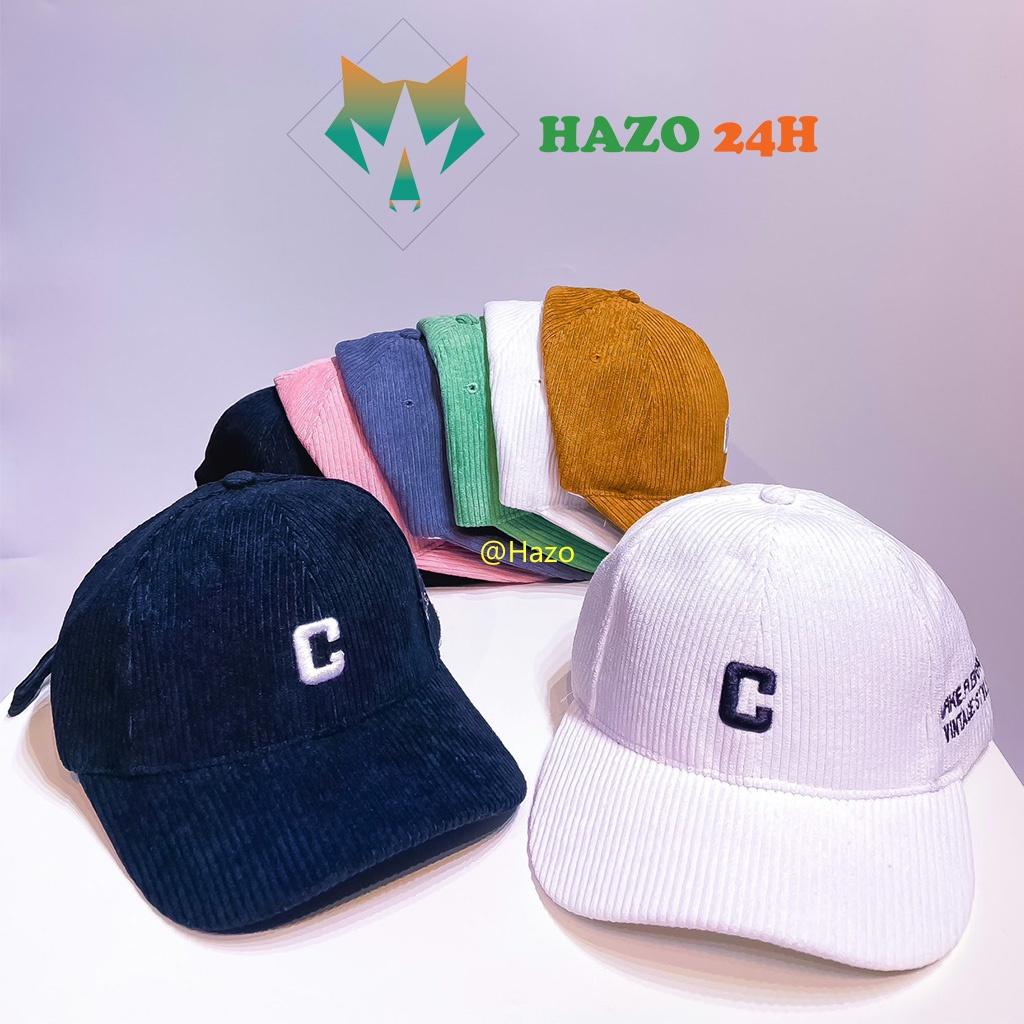 Mũ Lưỡi Trai Nón Kết Nhung Kaki Cao Cấp Thêu Chữ C Vintage Style 416 Phong Cách Ulzzang Form Unisex Nam Nữ