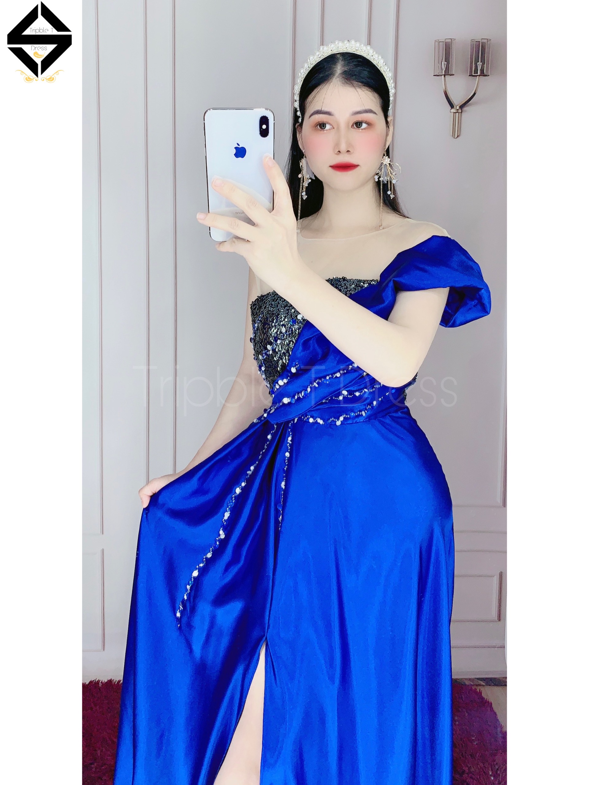 Đầm maxi dạ hội kim sa kết cườm sang trọng TRIPBLE T DRESS - size M/L -MS98Y